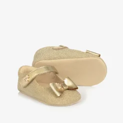 Angels Face Pre Walkers|Pre Walkers*Baby Girls Gold Glitter Pre-Walker Shoes