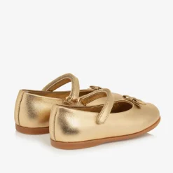Dolce amp; Gabbana Pumps & Ballerinas|Pumps & Ballerinas*Baby Girls Gold Leather DG Ballerina Pumps