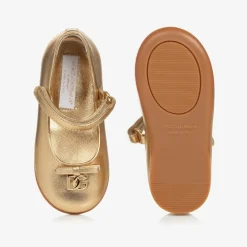 Dolce amp; Gabbana Pumps & Ballerinas|Pumps & Ballerinas*Baby Girls Gold Leather DG Ballerina Pumps