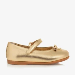 Dolce amp; Gabbana Pumps & Ballerinas|Pumps & Ballerinas*Baby Girls Gold Leather DG Ballerina Pumps