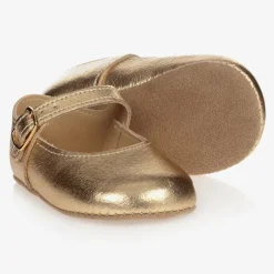 Early Days Pre Walkers|Pre Walkers*Baby Girls Gold Leather Pre-Walker Shoes
