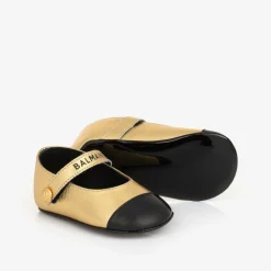 Balmain Pre Walkers|Pre Walkers*Baby Girls Gold Leather Pre-Walkers Shoes