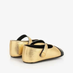 Balmain Pre Walkers|Pre Walkers*Baby Girls Gold Leather Pre-Walkers Shoes