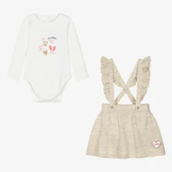 Guess Outfit Sets|Outfit Sets*Baby Girls Ivory & Beige Skirt Set