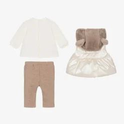 Mayoral Newborn Outfit Sets|Outfit Sets*Baby Girls Ivory & Brown Leggings Set