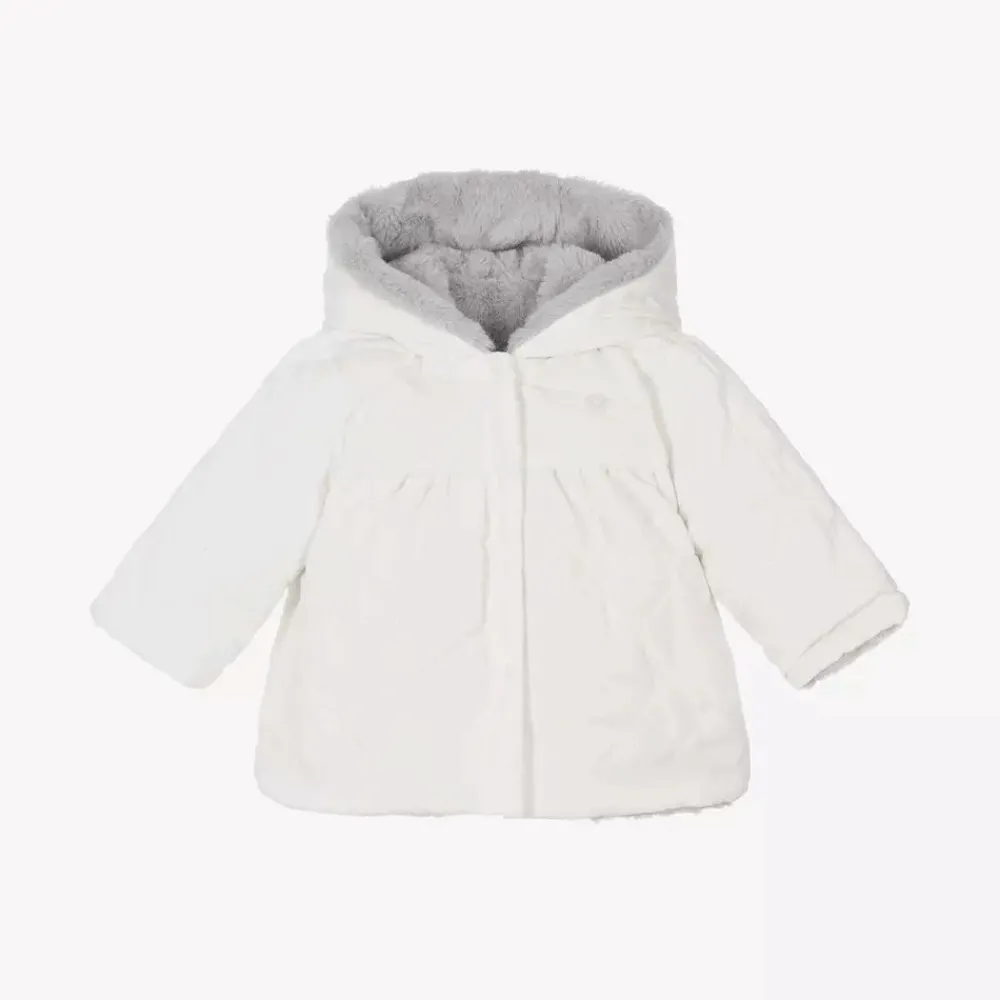 Patachou Coats & Jackets*Baby Girls Ivory & Grey Reversible Coat