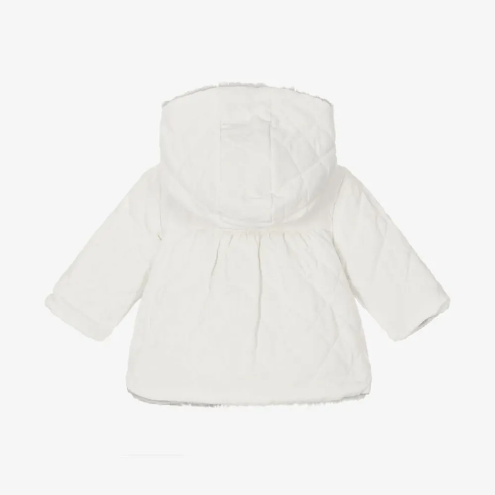 Patachou Coats & Jackets*Baby Girls Ivory & Grey Reversible Coat