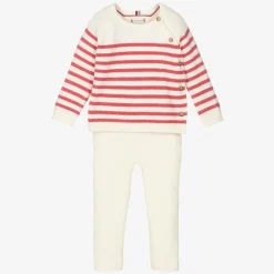 Tommy Hilfiger Outfit Sets|Outfit Sets*Baby Girls Ivory & Pink Cotton Leggings Set