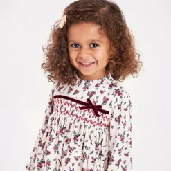 Beatrice amp; George Dresses*Baby Girls Ivory & Red Smocked Floral Dress