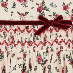 Beatrice amp; George Dresses*Baby Girls Ivory & Red Smocked Floral Dress