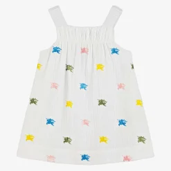 Burberry Dresses*Baby Girls Ivory Cotton EKD Logo Dress