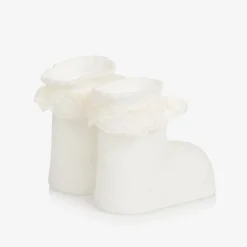 Carlomagno Socks*Baby Girls Ivory Cotton Frilly Socks