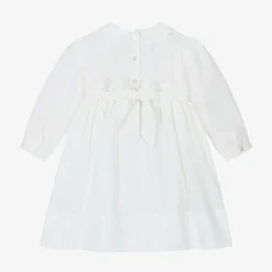 Sarah Louise Dresses*Baby Girls Ivory Cotton Hand-Smocked Dress