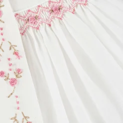 Sarah Louise Dresses*Baby Girls Ivory Cotton Hand-Smocked Dress