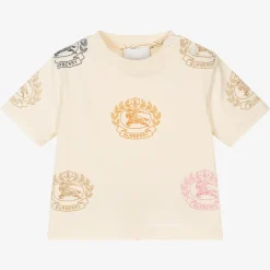 Burberry Tops*Baby Girls Ivory Cotton Logo T-Shirt