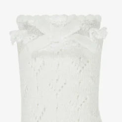 Mayoral Newborn Socks*Baby Girls Ivory Cotton Lace Frill Socks