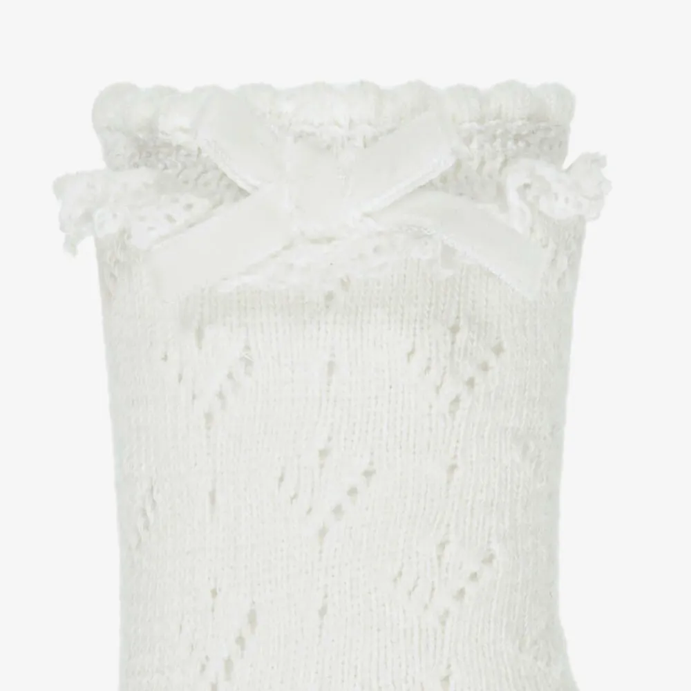 Mayoral Newborn Socks*Baby Girls Ivory Cotton Lace Frill Socks