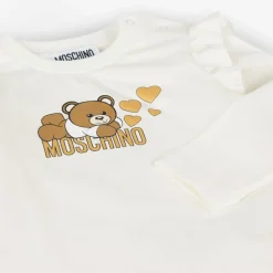 Moschino Baby Tops*Baby Girls Ivory Cotton Teddy Bear Top