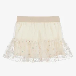 AIGNER Skirts*Baby Girls Ivory Embroidered Tulle Skirt