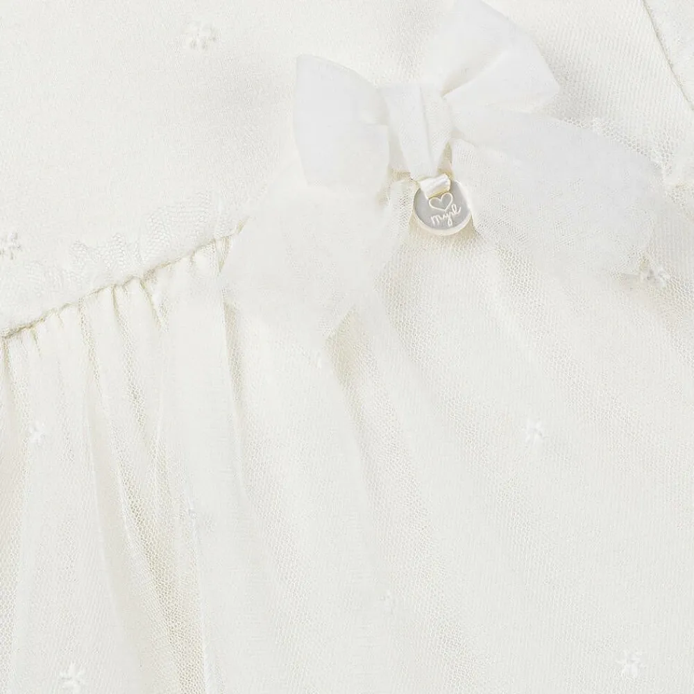 Mayoral Newborn Dresses*Baby Girls Ivory Embroidered Tulle Dress