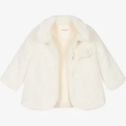 Mayoral Coats & Jackets*Baby Girls Ivory Faux Fur Coat