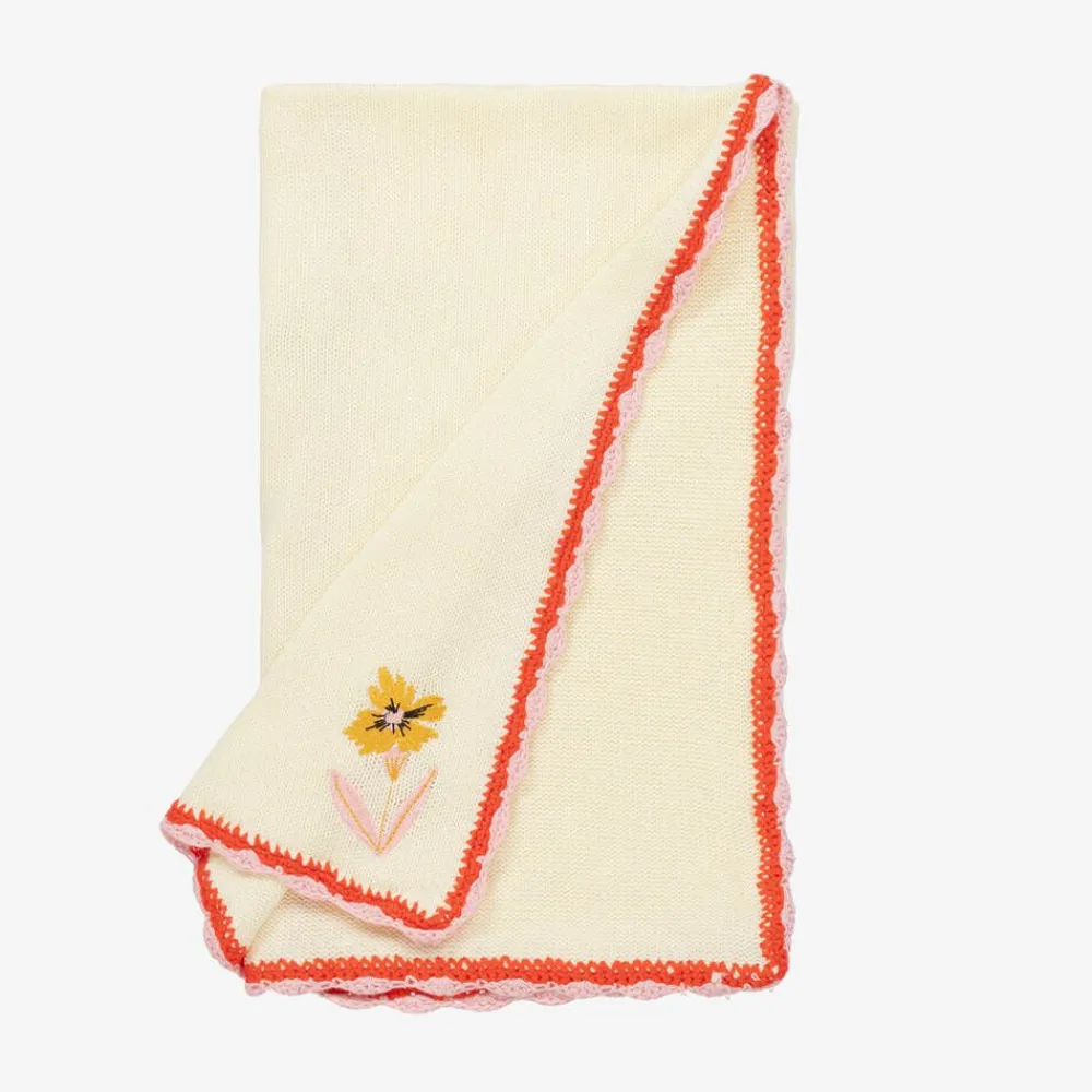 Powell Craft Gifts*Baby Girls Ivory Knit Butterfly Shawl (73cm)