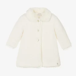 Paz Rodríguez Coats & Jackets*Baby Girls Ivory Knitted Coat