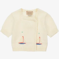 Gucci Tops*Baby Girls Ivory Knitted Boat Cardigan