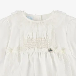 Artesanía Granlei Gifts*Baby Girls Ivory Organza & Lace Dress