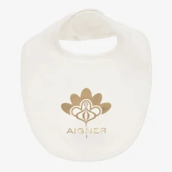 AIGNER Feeding Accessories*Baby Girls Ivory Pima Cotton Bib