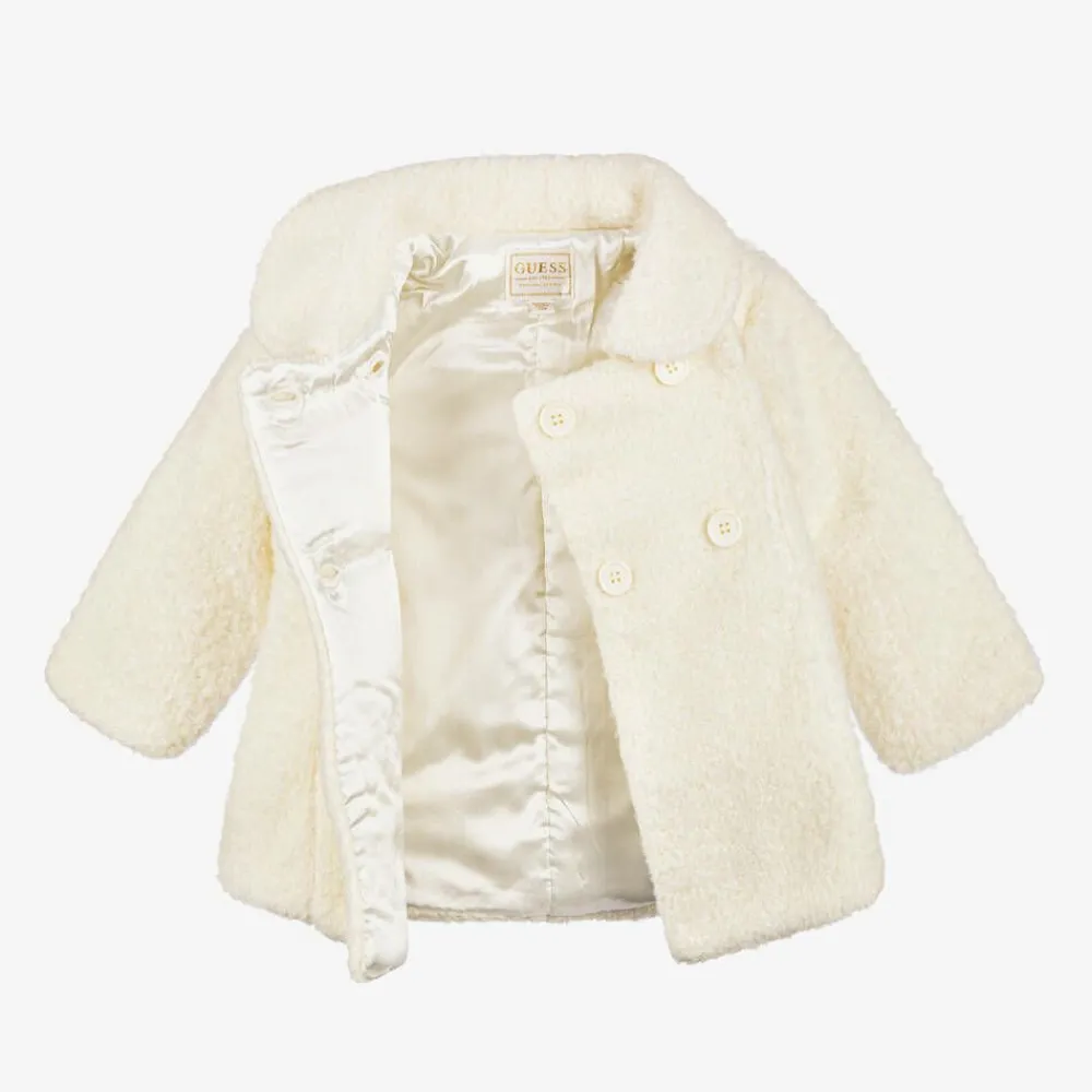Guess Coats & Jackets*Baby Girls Ivory Sherpa Fleece Coat