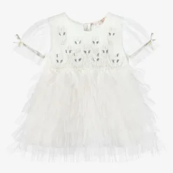 Tutu du Monde Dresses*Baby Girls Ivory Tulle & Beads Dress
