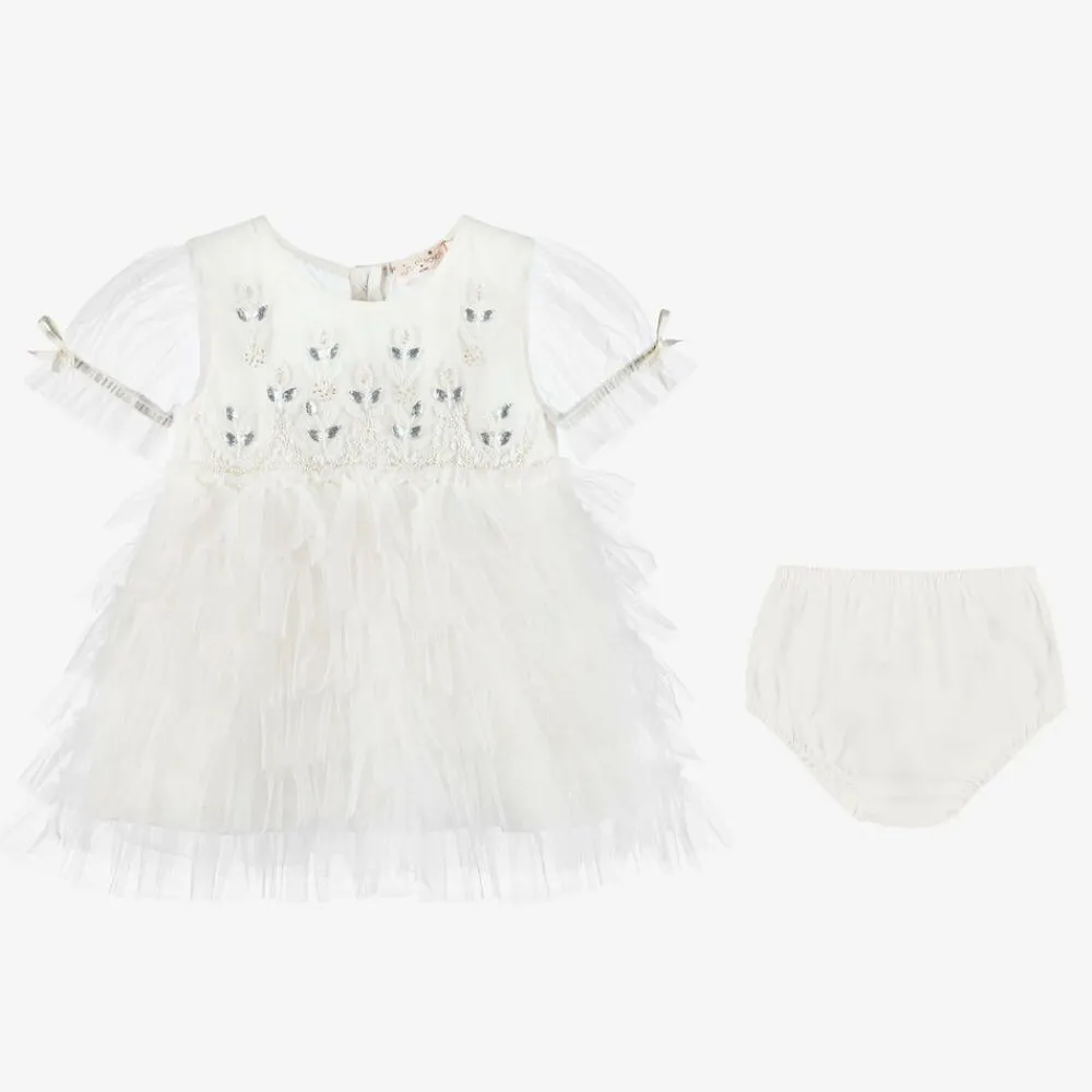 Tutu du Monde Dresses*Baby Girls Ivory Tulle & Beads Dress