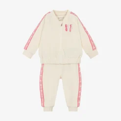 Guess Tracksuits|Tracksuits*Baby Girls Ivory Velour Tracksuit