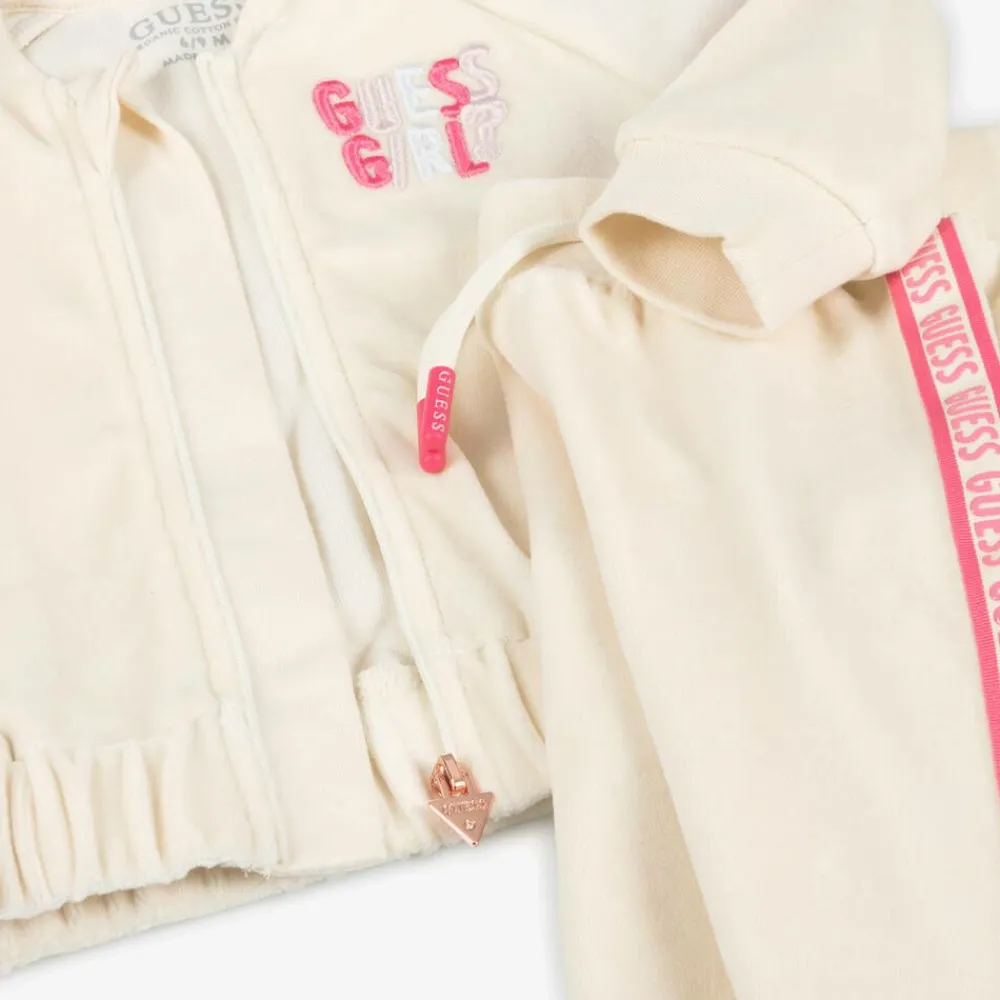 Guess Tracksuits|Tracksuits*Baby Girls Ivory Velour Tracksuit