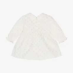 Mayoral Newborn Dresses*Baby Girls Ivory Velvet Polka Dot Dress