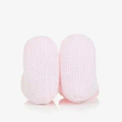 Paz Rodríguez Booties|Booties*Baby Girls Pale Pink Cotton Knit Booties
