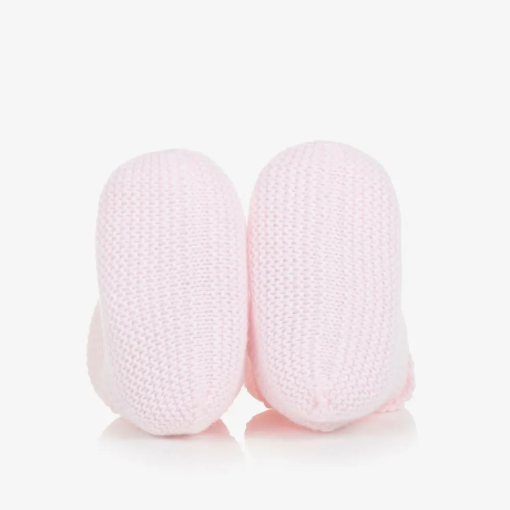 Paz Rodríguez Booties|Booties*Baby Girls Pale Pink Cotton Knit Booties