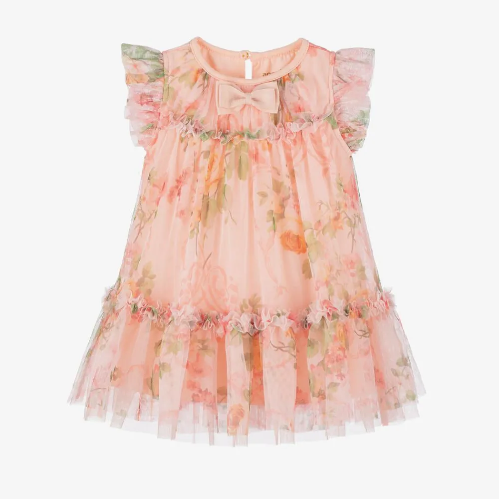 Angels Face Dresses*Baby Girls Pale Pink Floral Dress Peach