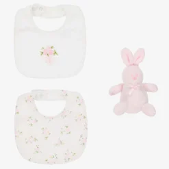 Emile et Rose Gifts*Baby Girls Pink Bibs & Bunny Gift Set