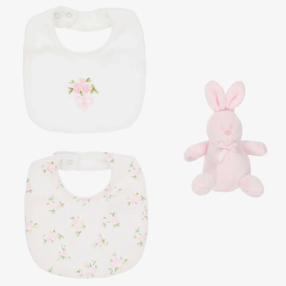 Emile et Rose Gifts*Baby Girls Pink Bibs & Bunny Gift Set