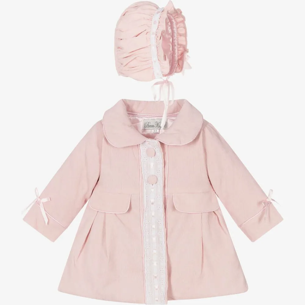 Beau KiD Coats & Jackets*Baby Girls Pink Coat & Bonnet Set
