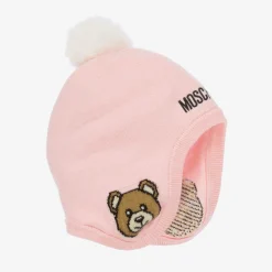 Moschino Baby Hats|Hats*Baby Girls Pink Cotton & Wool Knit Hat