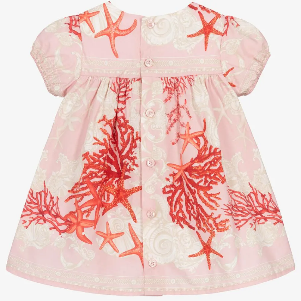 Versace Dresses*Baby Girls Pink Cotton Barocco Sea Dress