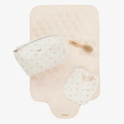 Chloé Nursery Accessories*Baby Girls Pink Cotton Changing Mat Gift Set