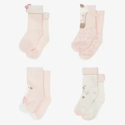 Mayoral Newborn Socks*Baby Girls Pink Cotton Duck Socks (6 Pack)