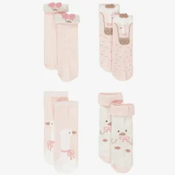 Mayoral Newborn Socks*Baby Girls Pink Cotton Duck Socks (6 Pack)