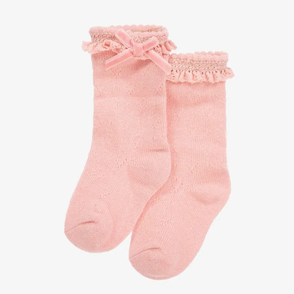 Mayoral Newborn Socks*Baby Girls Pink Cotton Lace Frill Socks
