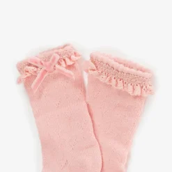 Mayoral Newborn Socks*Baby Girls Pink Cotton Lace Frill Socks