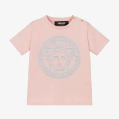 Versace Tops*Baby Girls Pink Cotton Medusa T-Shirt